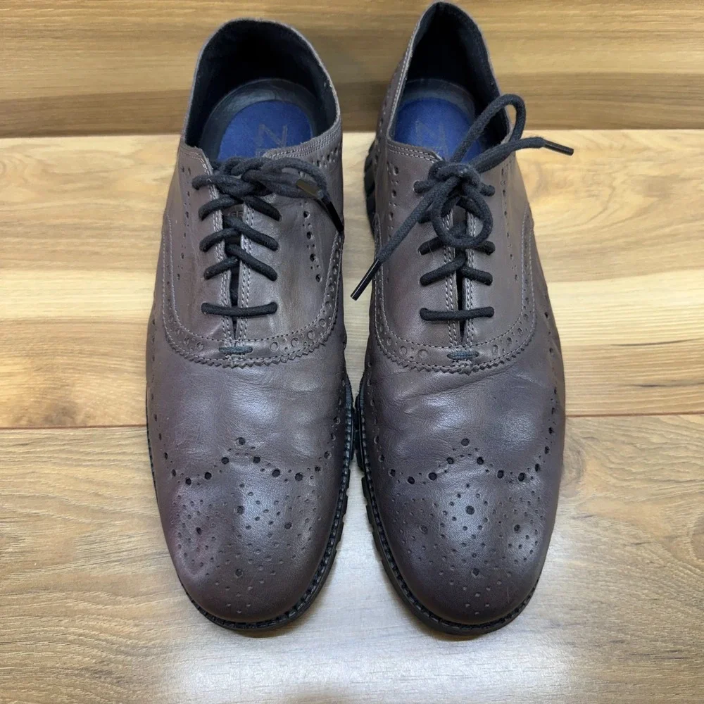 Cole Haan Zerogrand Wingtip Oxford Mens 11 M Pavement Gray Business Casual